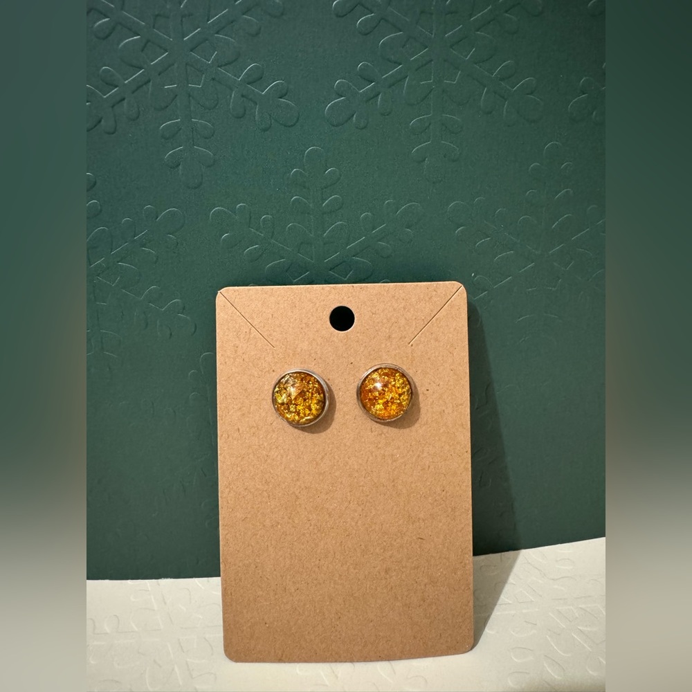 ❄️ SALE! BRAND NEW Festive Amber & Golden Colored Studs Sparkly Holiday Seasonal
